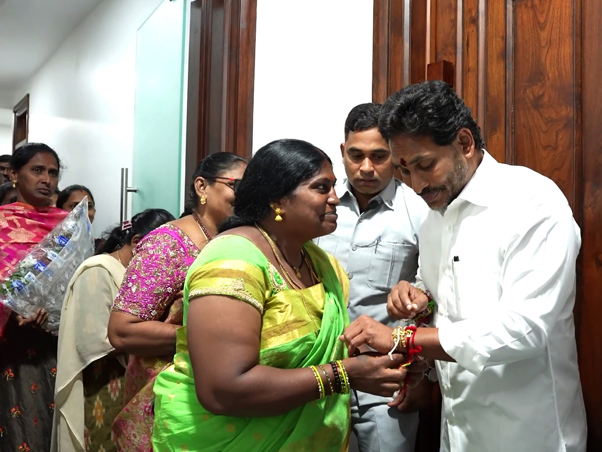 YSRCP Women Leaders Tied Rakhi To YS Jagan At Tadepalli Office Photos28