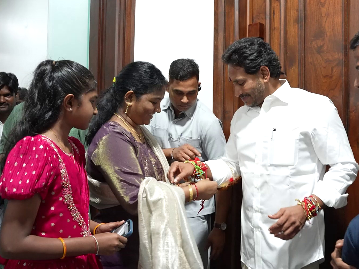 YSRCP Women Leaders Tied Rakhi To YS Jagan At Tadepalli Office Photos30