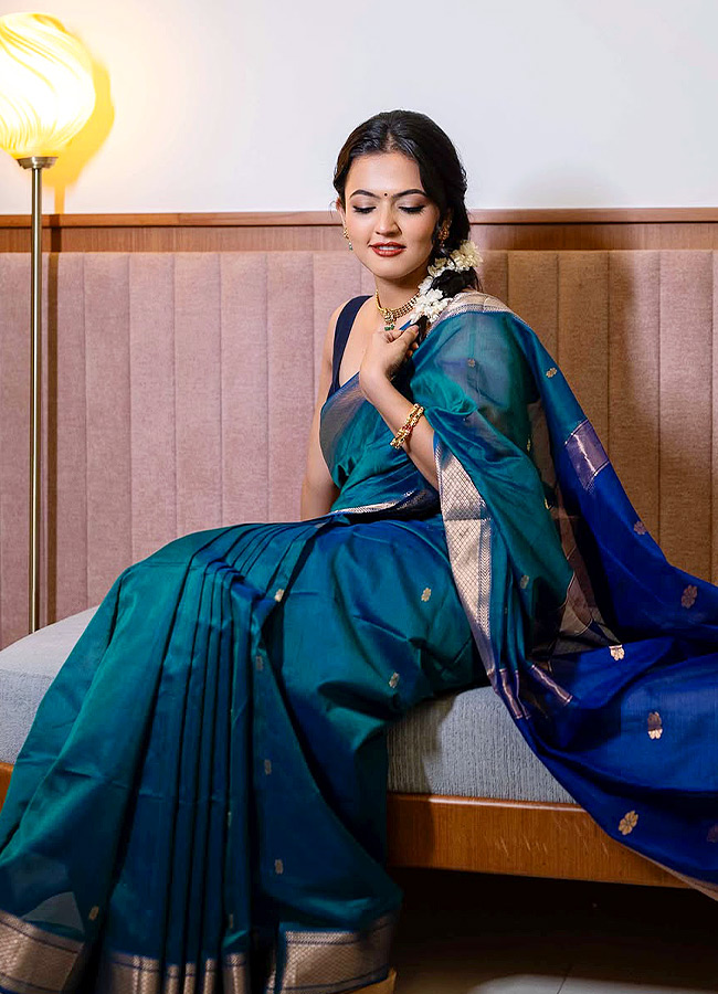 Aparna Das Stuns in a Gorgeous Blue Saree Photos4