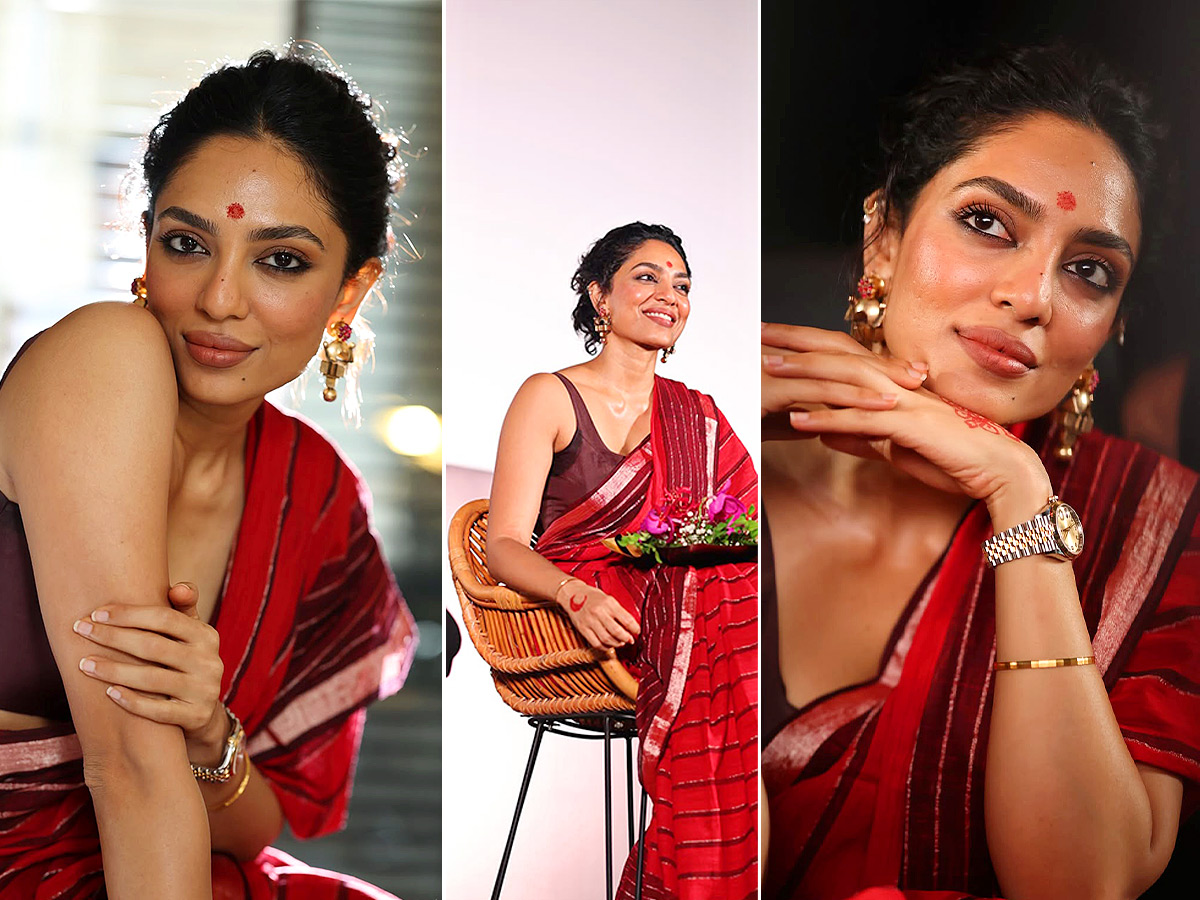 Sobhita Dhulipala Stuns in a Red Saree Gorgeous Photos1