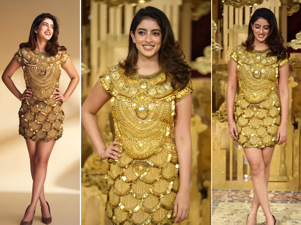 Navya Naveli Nanda Dazzles in a Stunning Gold Dress Viral Photos1