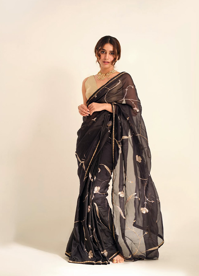 Priya Prakash Varrier Mesmerizes in a Stunning Black Saree Photos12