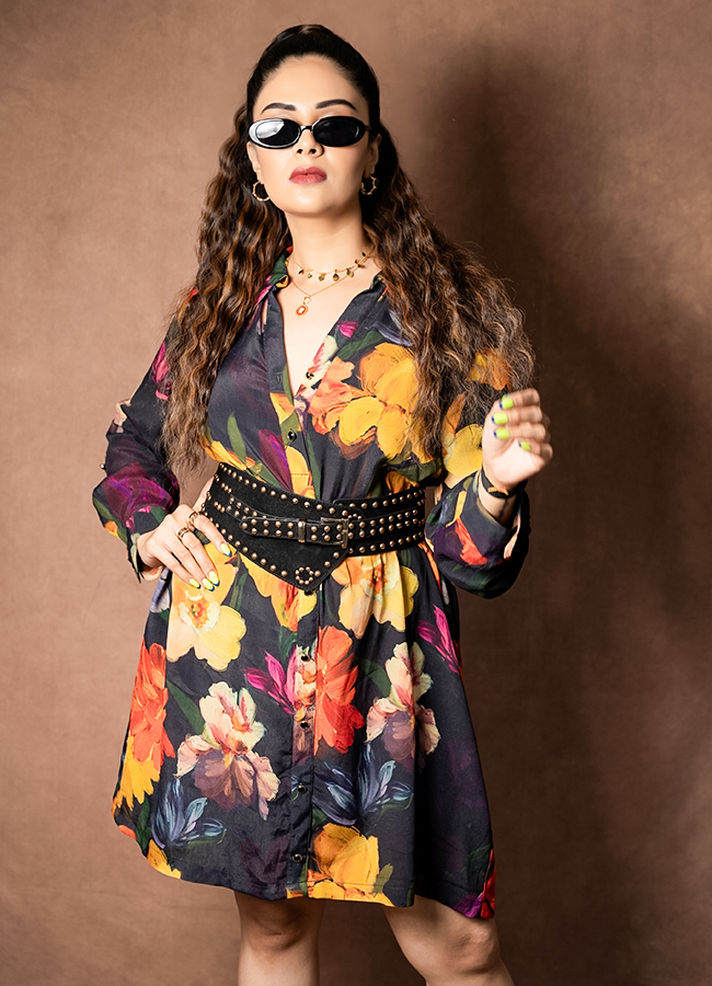 Anchor Sreemukhi Stuns in a Floral Dress 7