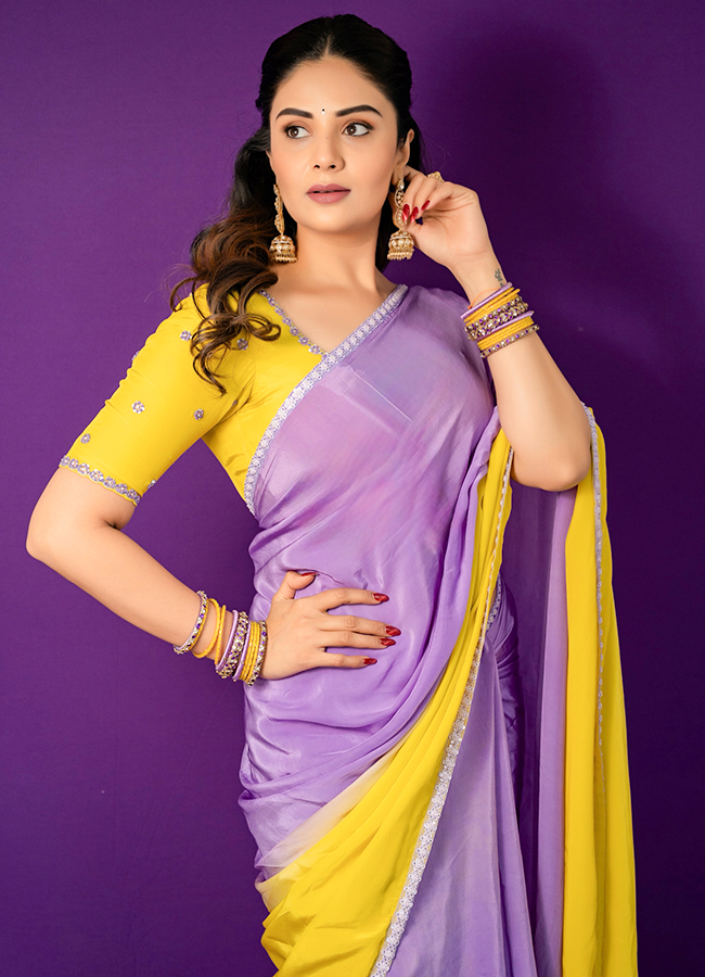 Sreemukhi Stuns in a Colorful Saree12