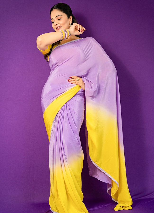 Sreemukhi Stuns in a Colorful Saree6