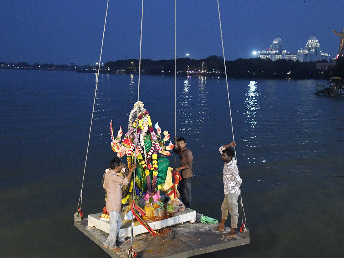 Durga Idol Immersion Begins At Tank Bund HD Photos14