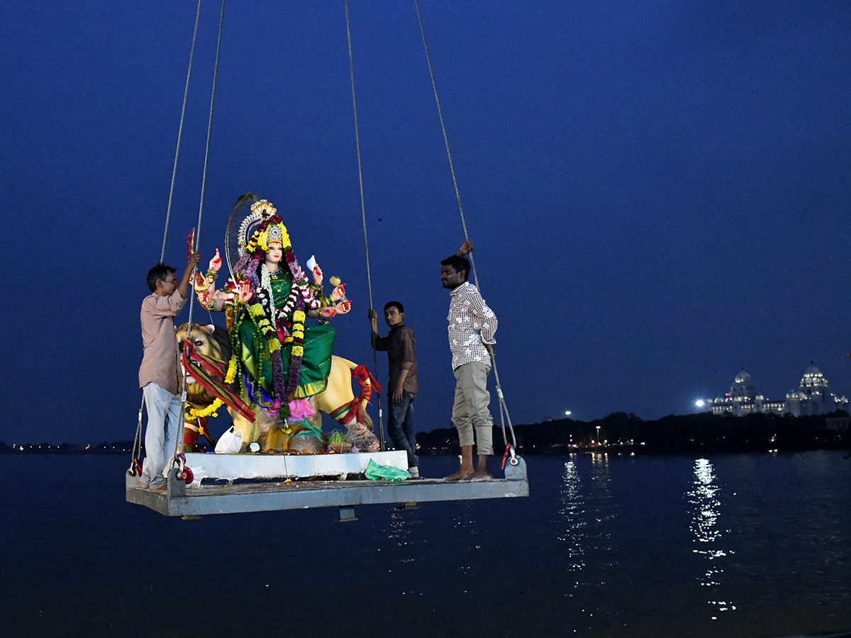 Durga Idol Immersion Begins At Tank Bund HD Photos16