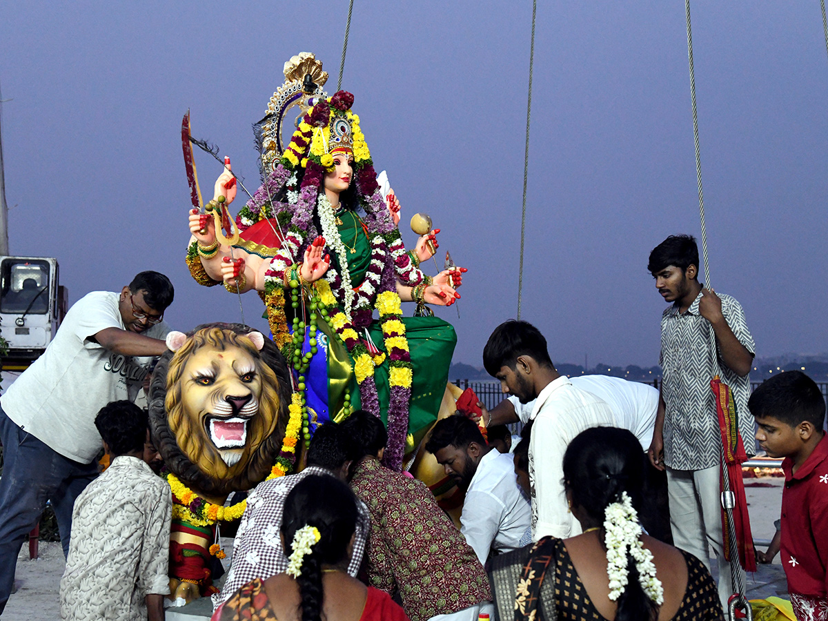 Durga Idol Immersion Begins At Tank Bund HD Photos18