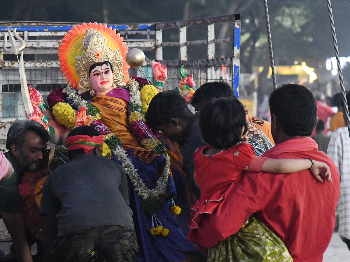 Durga Idol Immersion Begins At Tank Bund HD Photos8