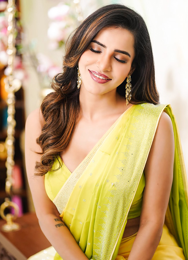 Bigg Boss Beauty Ashu Reddy Stuns in a Light Green Saree3
