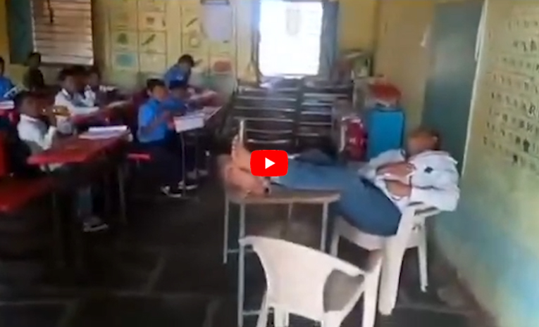 Teacher Sleep in classroom