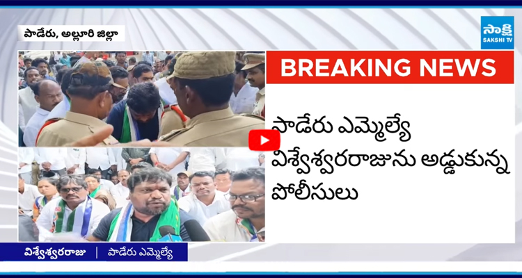 పాడేరు ఎమ్మెల్యే విశ్వేశ్వరరాజును అడ్డుకున్న పోలీసులు