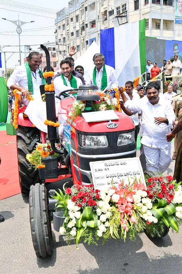 CM YS Jagan Launches YSR Yantra Seva Pathakam Tractors - Sakshi