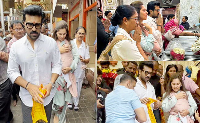 Ram Charan Visits Mahalaxmi Temple In Mumbai With Wife Upasana, Daughter Klin Kaara Photos - Sakshi