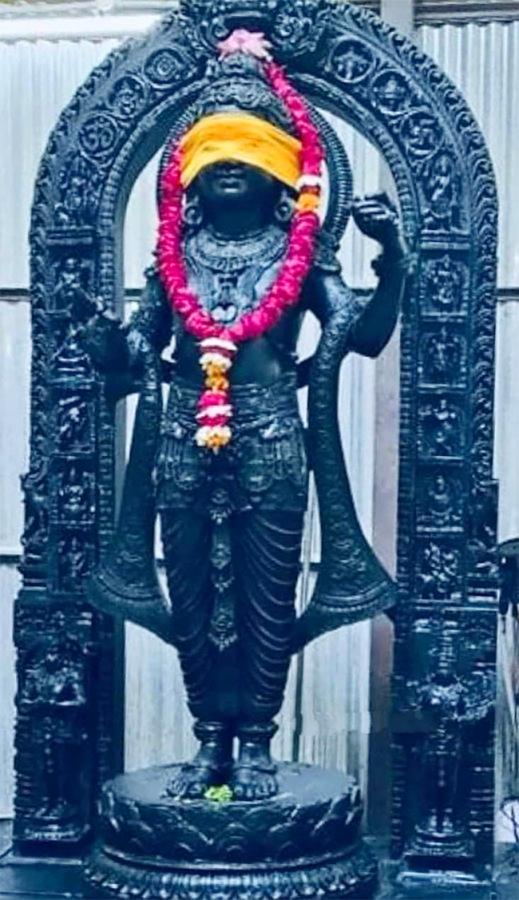 The idol of Ram Lalla at the Garbhagriha of Shri Ram Janmabhoomi Temple - Sakshi