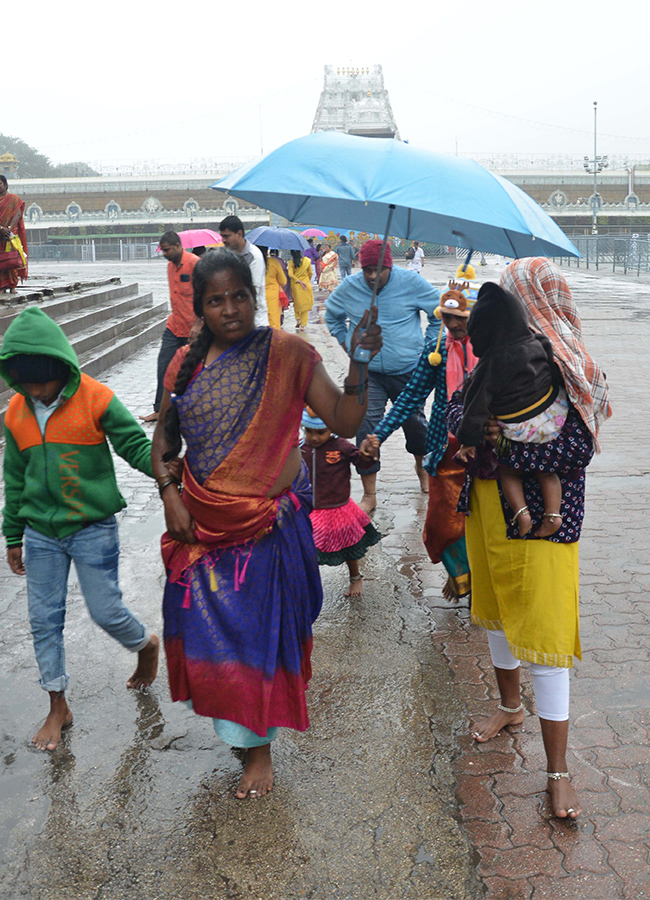 heavy rains in tirumala - Sakshi