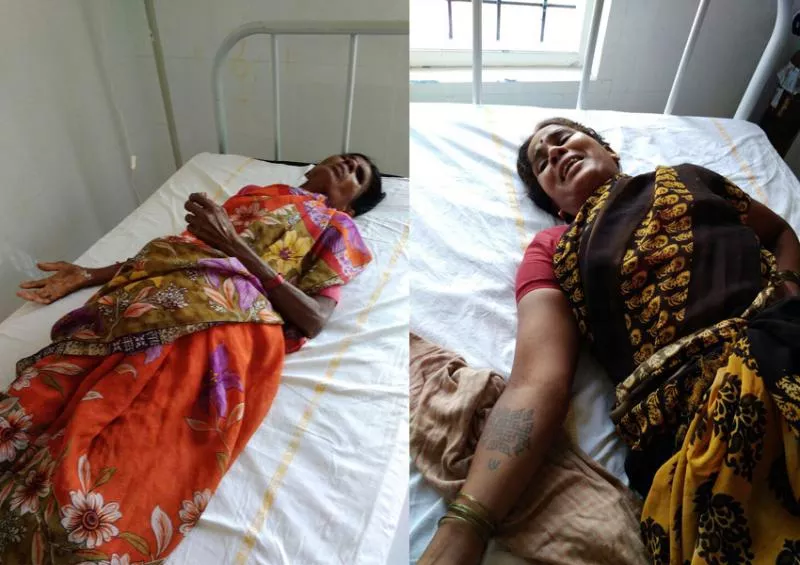 tdp leaders attack on women - Sakshi