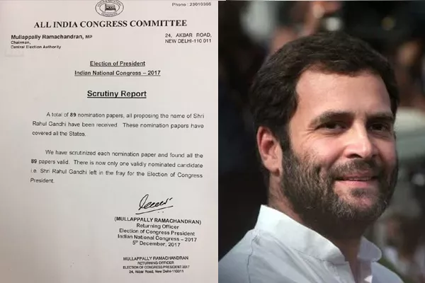 only Rahul nomination for AICC President Election - Sakshi