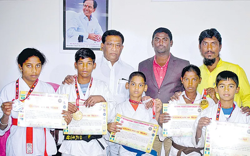 avinash, nandini got gold medals in international karate championship - Sakshi