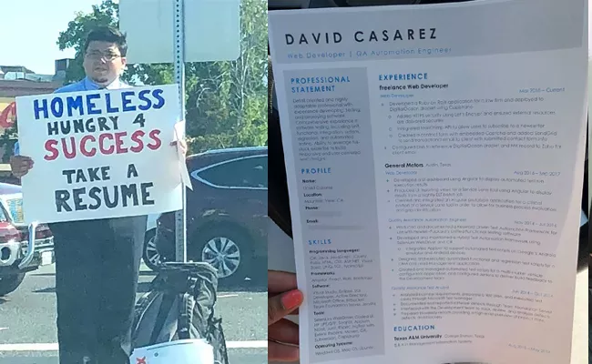 Homeless Man Get Hundreds Of Job Offers in California - Sakshi