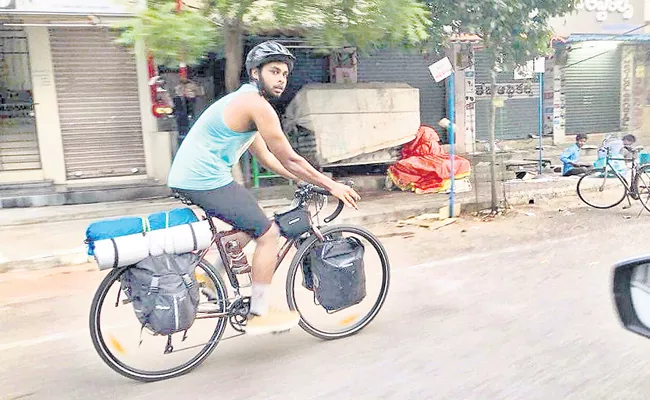 Hyderabad Young Man Bicycle Tour In Three Countries - Sakshi