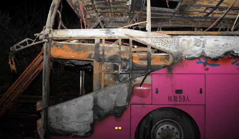 China bus blaze kills at least 26, injures 28 - Sakshi