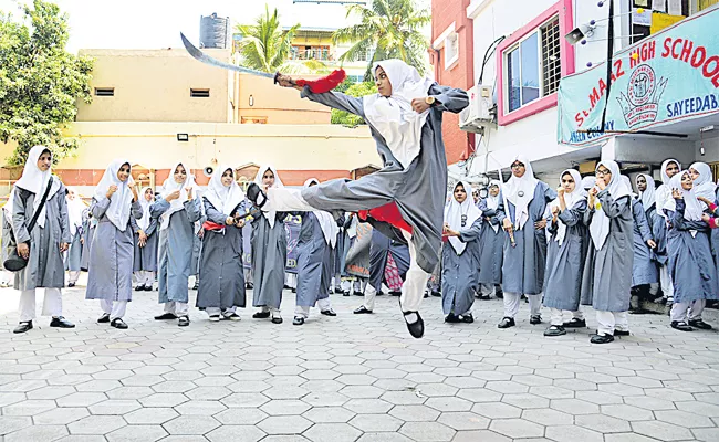 Martial Arts Training in Girls School Hyderabad - Sakshi