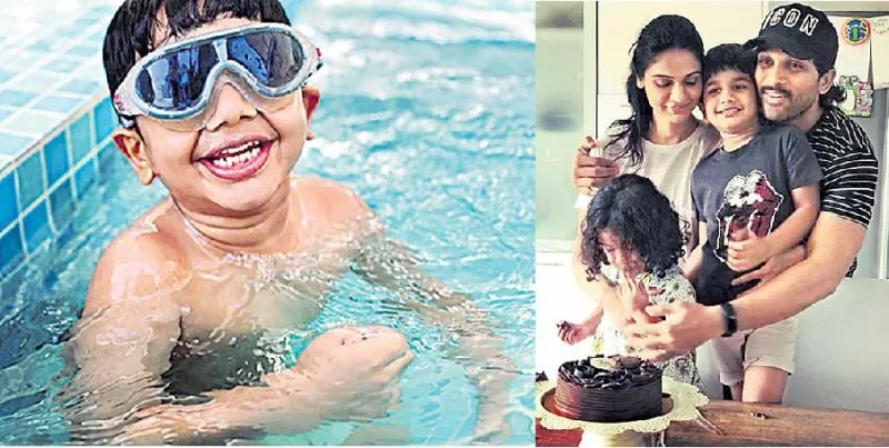 Allu Arjun's son Ayaan gets swimming pool as birthday gift - Sakshi