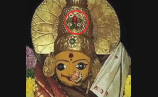 Diamond Missing From Basara Saraswathi Ammavari Crown - Sakshi