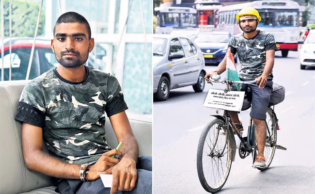 Haryana Man Bicycle tour For Safety India - Sakshi