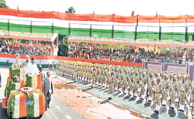 AP CM YS Jagan 73rd Independence Day Speech At Indira Gandhi Stadium - Sakshi