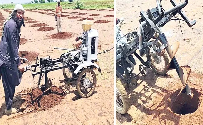 Kurnool Farmers Develop To Bike Cum Drilling Machine - Sakshi