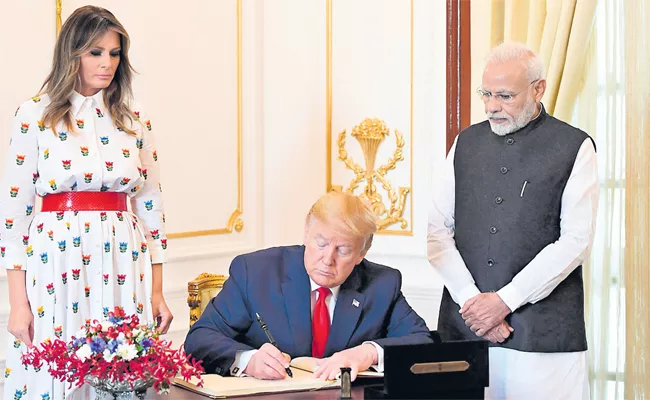 Donald trump India Visit: Trump and Modi Joint Press Meet - Sakshi