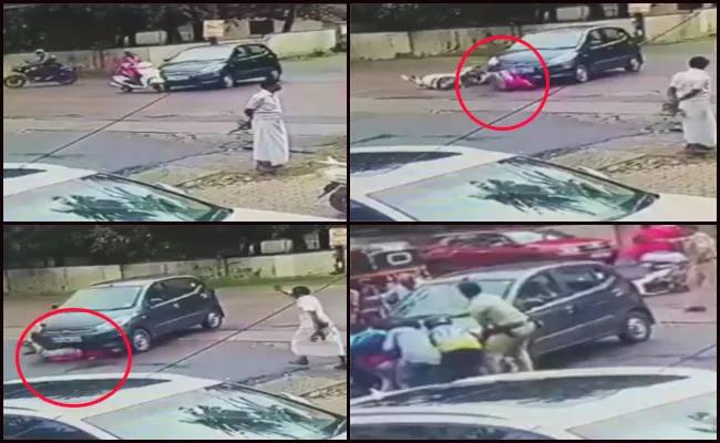 Car Hits Woman And Rolled Over Her At Mangalore In Karnataka - Sakshi