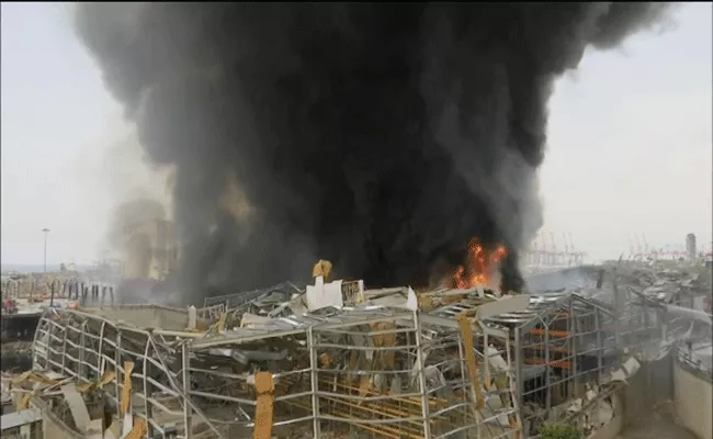 Big Fire Accident Again At Beirut Port Month After Huge Explosion - Sakshi