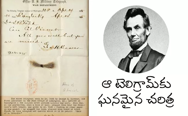 Abraham Lincolns Lock Of Hair And Blood Stained Telegram Auctioned - Sakshi