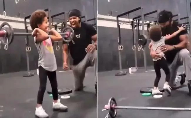 Girl Lifts Weights As Dad Encourages Her In Viral Video - Sakshi