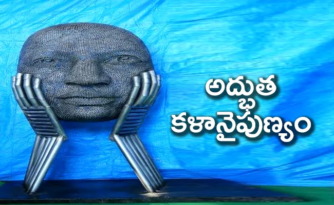 Sculptors Created Heart And Different Models With Iron Waste In Guntur - Sakshi