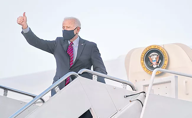 President Joe Biden flight home on Air Force One - Sakshi
