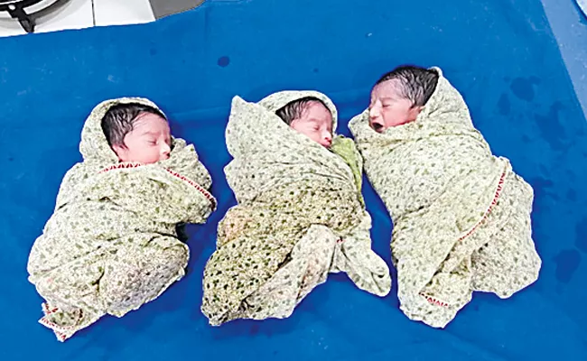 First Delivery Born Three Babys In Bhadradri Kothagudem - Sakshi