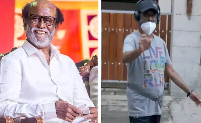 Rajinikanth Goes For Morining Walk In Chennai Wearing A Face Mask - Sakshi