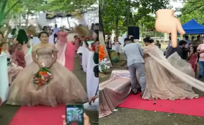 Viral Video: Man Hides Under Bride Wedding Dress, Do You Know Reason - Sakshi