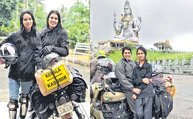 Mother-daughter duo is on a bike trip from Kerala to Kashmir - Sakshi