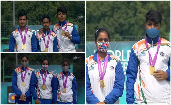 India Win Three Gold Medals In World Archery Youth Championships - Sakshi