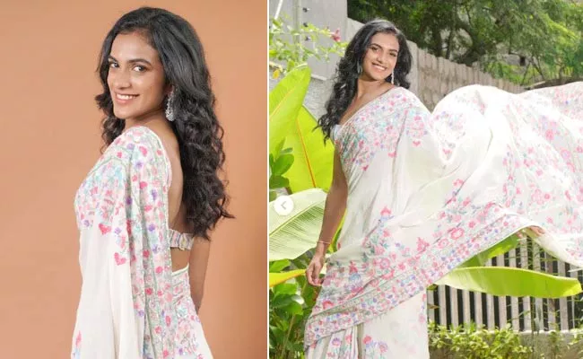 PV Sindhu Wear Traditional Saree Designed By Manish Malhotra - Sakshi
