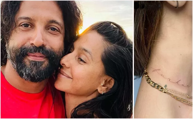Shibani Dandekar Tattoos Boyfriend Farhan Akhtar Name On Her Neck - Sakshi