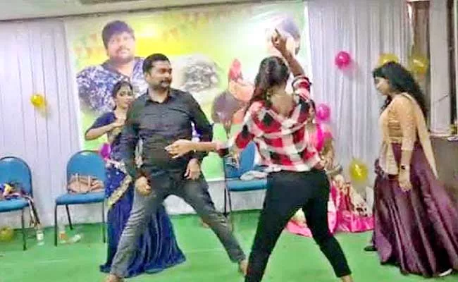 On Birth Day Occasion Obscene Dance In Pattabhipuram - Sakshi