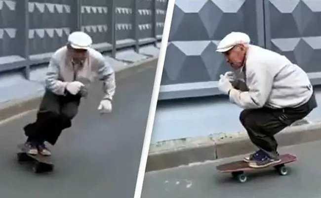 73 Year Old Man Surprises With Her Skatboarding In Russia - Sakshi