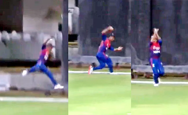 Nepal Cricketer One Handed Catch Boundary Line But Team Lose Match - Sakshi