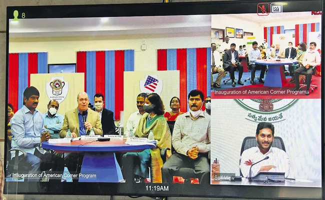 CM YS Jagan Launched American Corner in Visakhapatnam In Virtual Policy - Sakshi